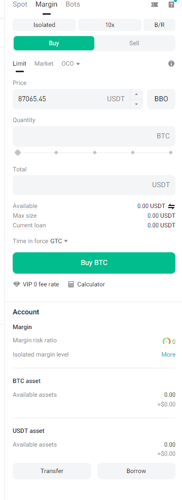 비트겟 선물거래 하는법: 초보자를 위한 교차/격리, 레버리지, 롱/숏 용어 완벽 가이드 (이것만 알면 끝) 2 롱숏 버튼이 큼지막하게 보이는 주문창 스크린샷